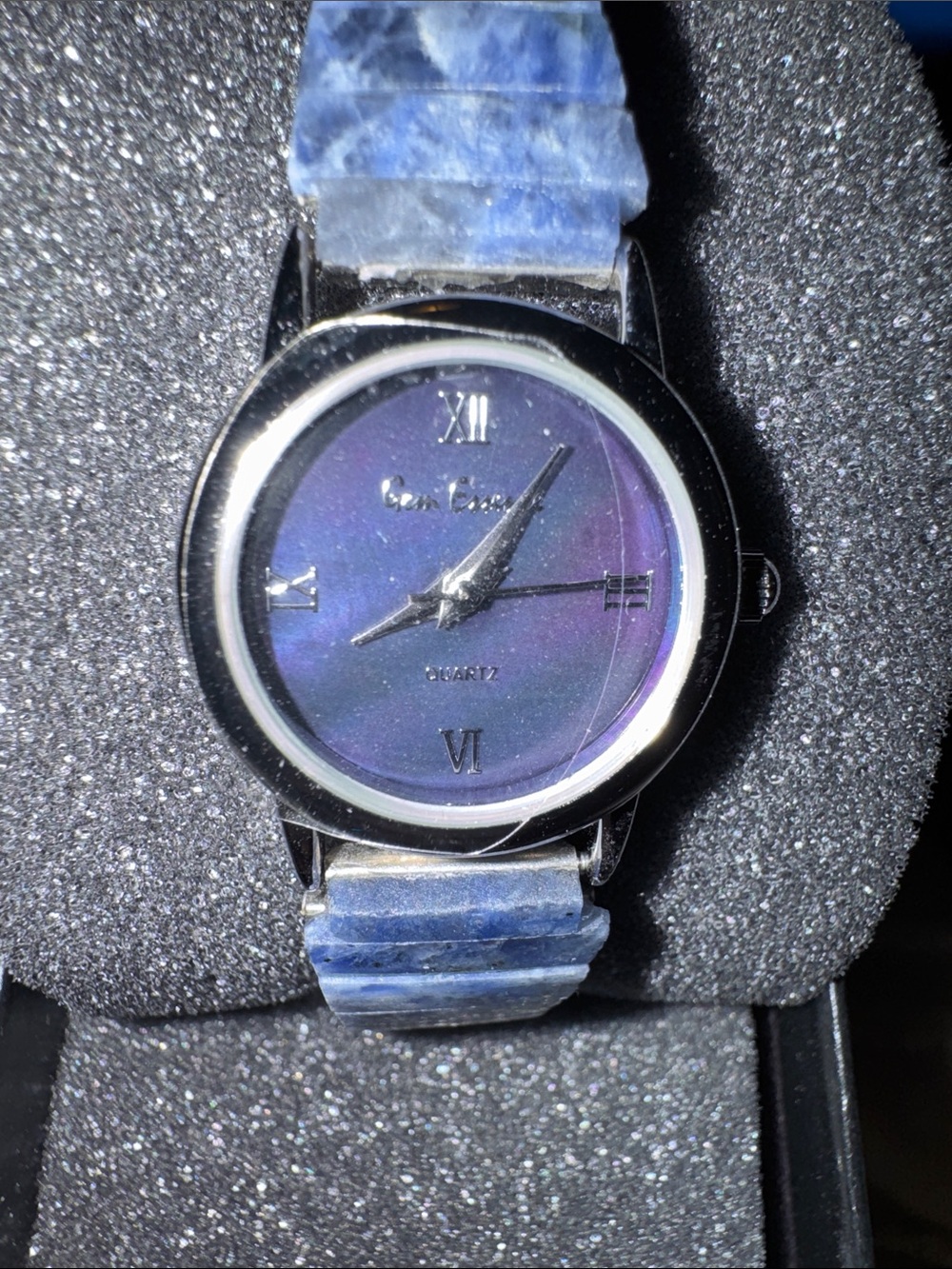 NWT Vintage Gem Essence Blue quartz stones Strap Quartz Watch -